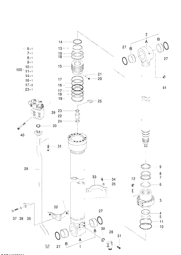 Схема запчастей Hitachi ZX140W-3 - 412 CYL. ARM (WIHT HOLDING VALVE) (CEB CED 002001-,005001- CEA 020001-,050001-). 05 CYLINDER