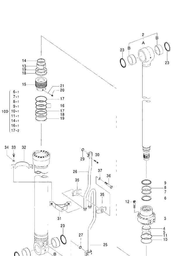 Схема запчастей Hitachi ZX140W-3 - 420 CYL. BOOM (L)(2P-BOOM) ( CEB CED 002001-,005001- CEA 020001-,050001-). 05 CYLINDER