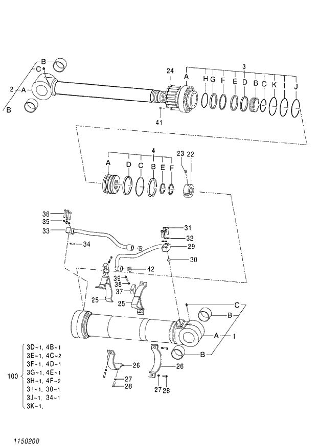 Схема запчастей Hitachi ZX140W-3 - 424 CYL. POSITIONING ( CEB CED 002001-,005001- CEA 020001-,050001-). 05 CYLINDER