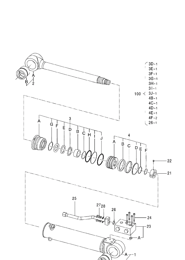 Схема запчастей Hitachi ZX140W-3 - 434 CYL. OUTRIGGER (RIGHT FRONT, LEFT REAR) ( CEB CED 002001-,005001- CEA 020001-,050001-). 05 CYLINDER