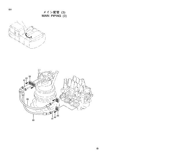 Схема запчастей Hitachi EX200LC-5 - 061 MAIN PIPINGS (3) 01 UPPERSTRUCTURE