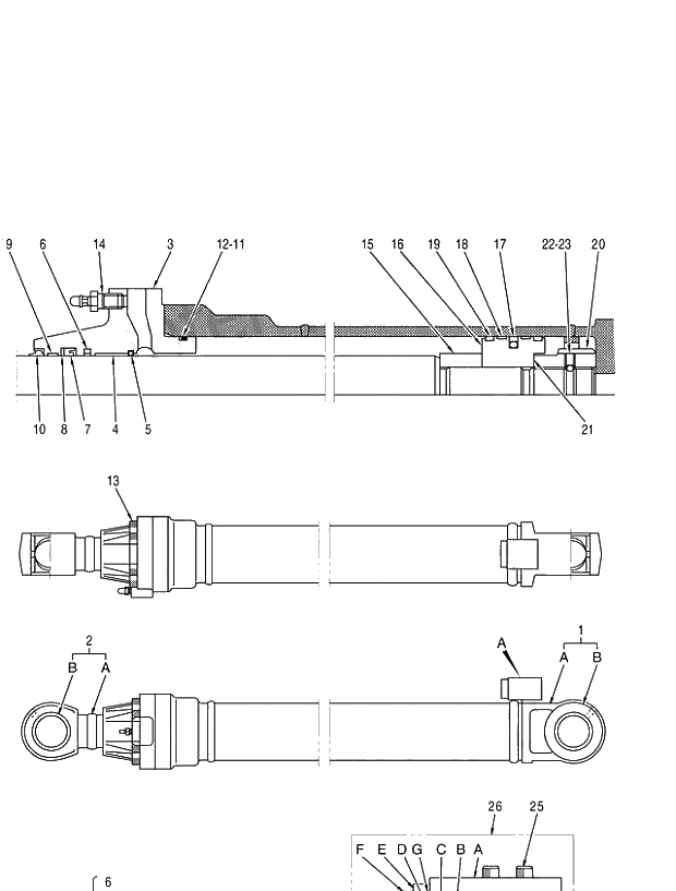 Схема запчастей Hitachi ZX470R-3 - 003 CYL.;ARM (LOADER) (020001-). 05 CYLINDER