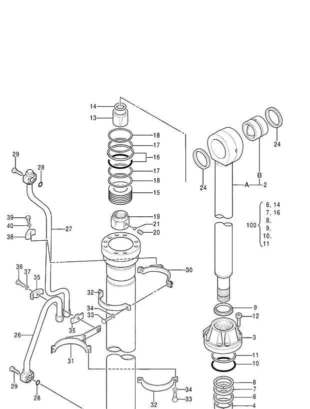Схема запчастей Hitachi ZX470R-3 - 004 CYL.;BOOM (L) (020001-). 05 CYLINDER