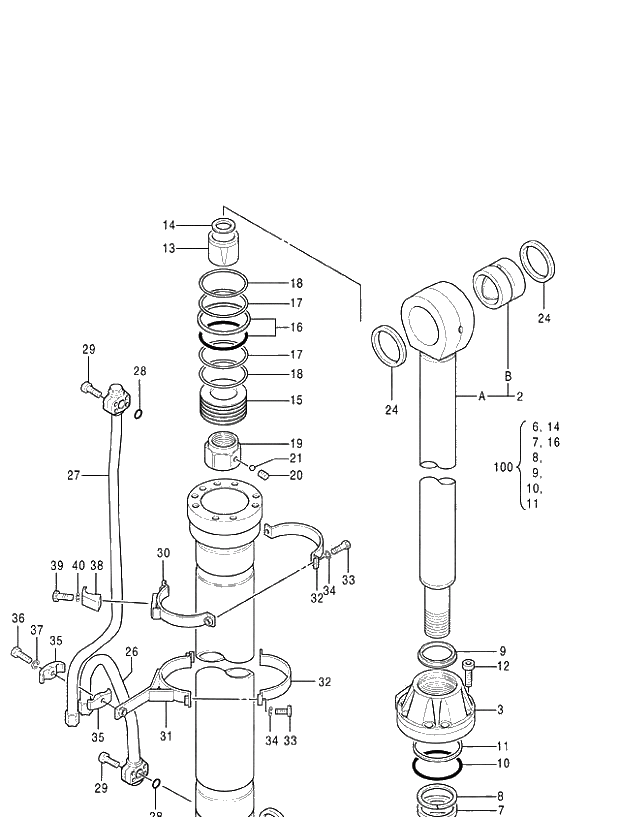 Схема запчастей Hitachi ZX470R-3 - 005 CYL.;BOOM (R) (020001-). 05 CYLINDER