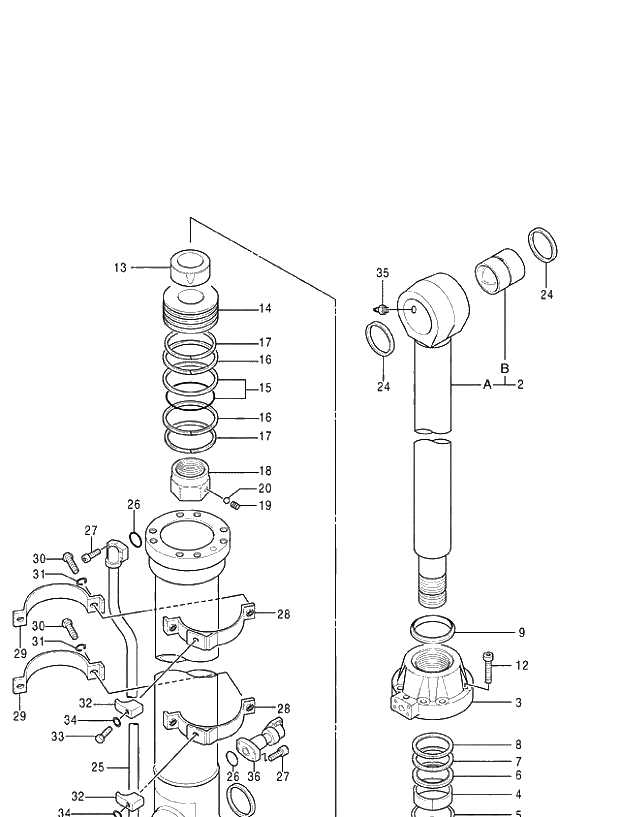 Схема запчастей Hitachi ZX470R-3 - 006 CYL.;BUCKET (BACKHOE) (020001-). 05 CYLINDER