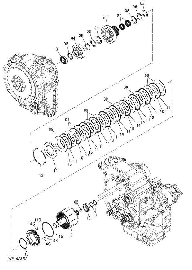 Схема запчастей Hitachi ZW180 - 283 CLUCH ASSY R (000101-004999, 005101-). 05 POWER TRAIN