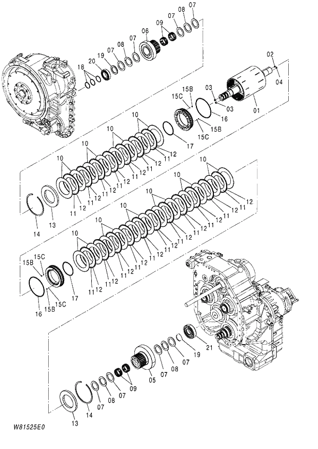 Схема запчастей Hitachi ZW180 - 284 CLUCH ASSY 3 AND 4 (000101-004999, 005101-). 05 POWER TRAIN
