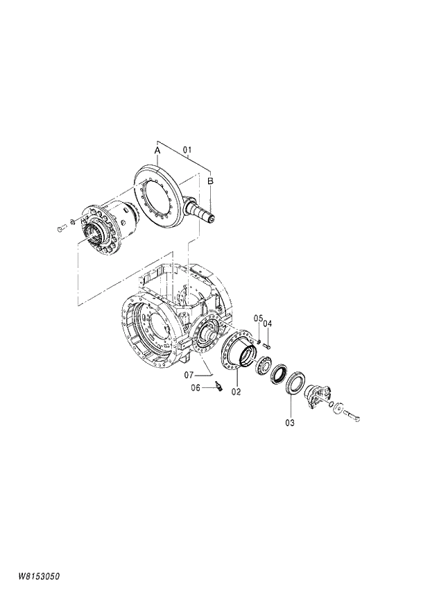 Схема запчастей Hitachi ZW180 - 294 AXLE ASSY (F) (LSD) (3-5) (000101-004999, 005101-). 05 POWER TRAIN