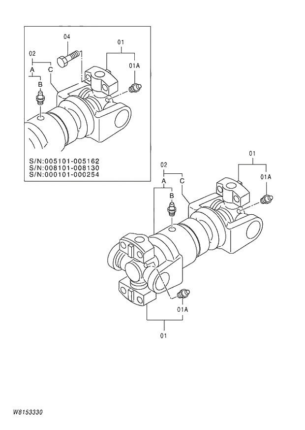 Схема запчастей Hitachi ZW180 - 313 PROPELLER SHAFT (000101-004999, 005101-). 05 POWER TRAIN