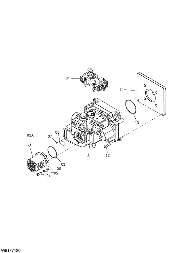 Схема запчастей Hitachi ZW310A - 001 PUMP MAIN. 01 PUMP