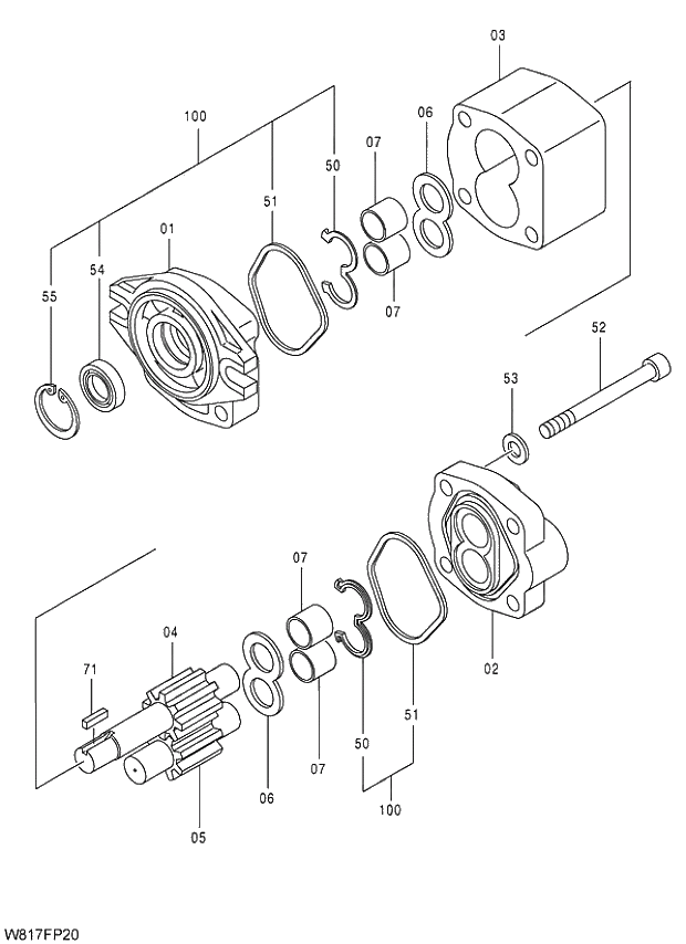 Схема запчастей Hitachi ZW310A - 004 PUMP FAN(FPM001). 01 PUMP