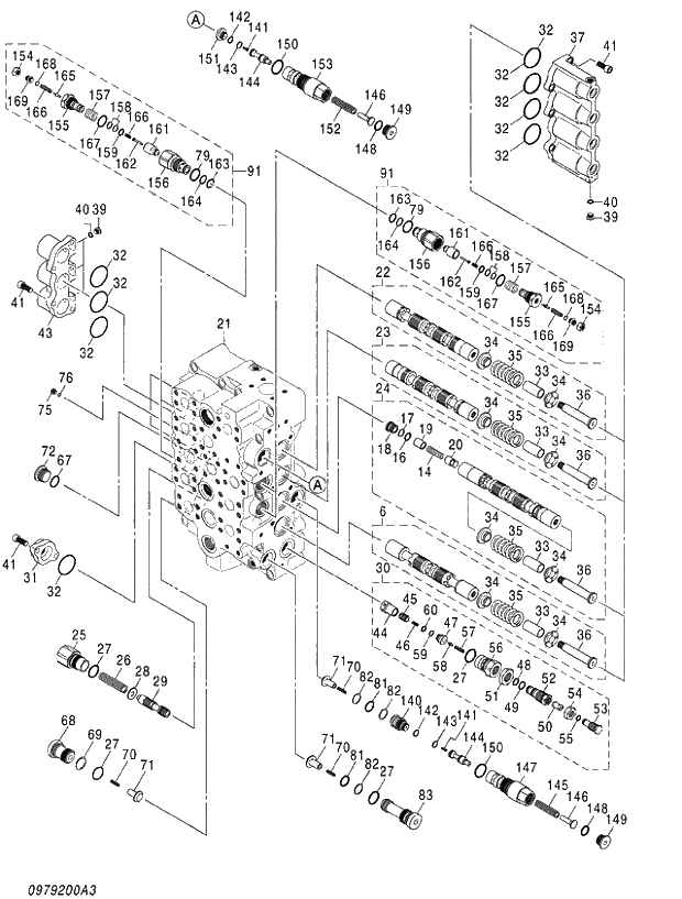 Схема запчастей Hitachi ZX470R-3 - 013 VALVE;CONTROL (3_4) (450,470H,470R 020001-021723,021742-021745 500LC,520LCH,520LCR 020001-020264). 03 VALVE