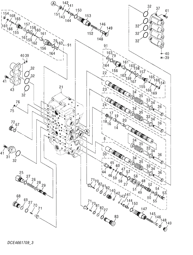 Схема запчастей Hitachi ZX450LC-3 - 015 VALVE;CONTROL (3_4) (NA 020001-021122). 03 VALVE