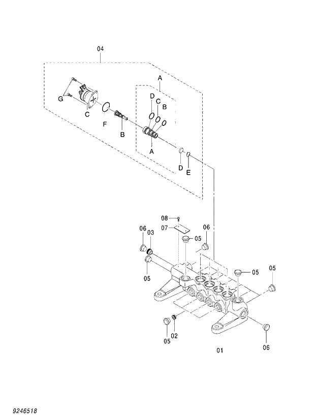 Схема запчастей Hitachi ZX470R-3 - 043 VALVE;SOLENOID (020001-). 03 VALVE