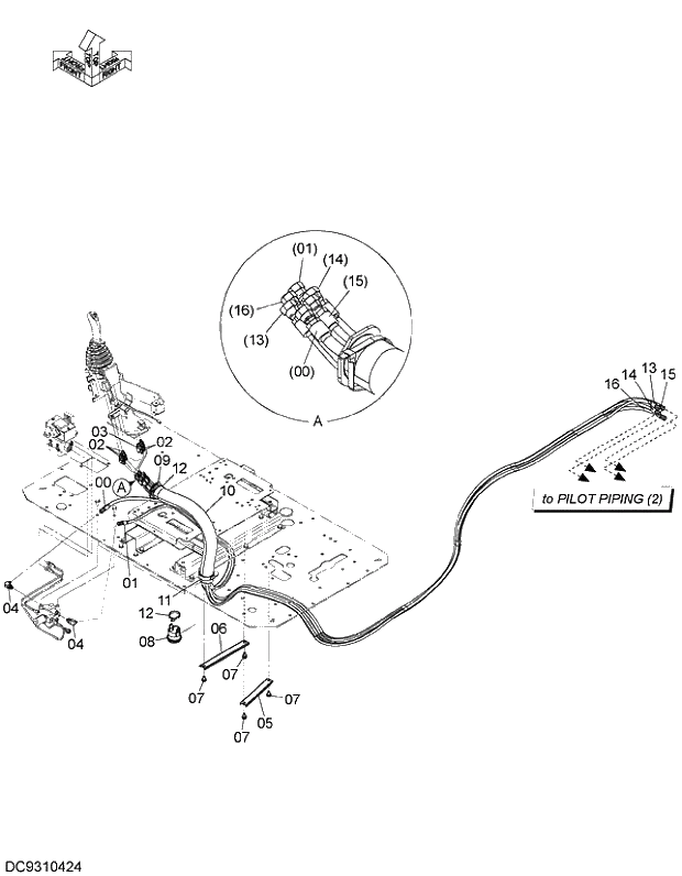 Схема запчастей Hitachi ZX470-5G - 013 PILOT PIPING (8) 07 HYDRAULIC PIPING (PILOT)