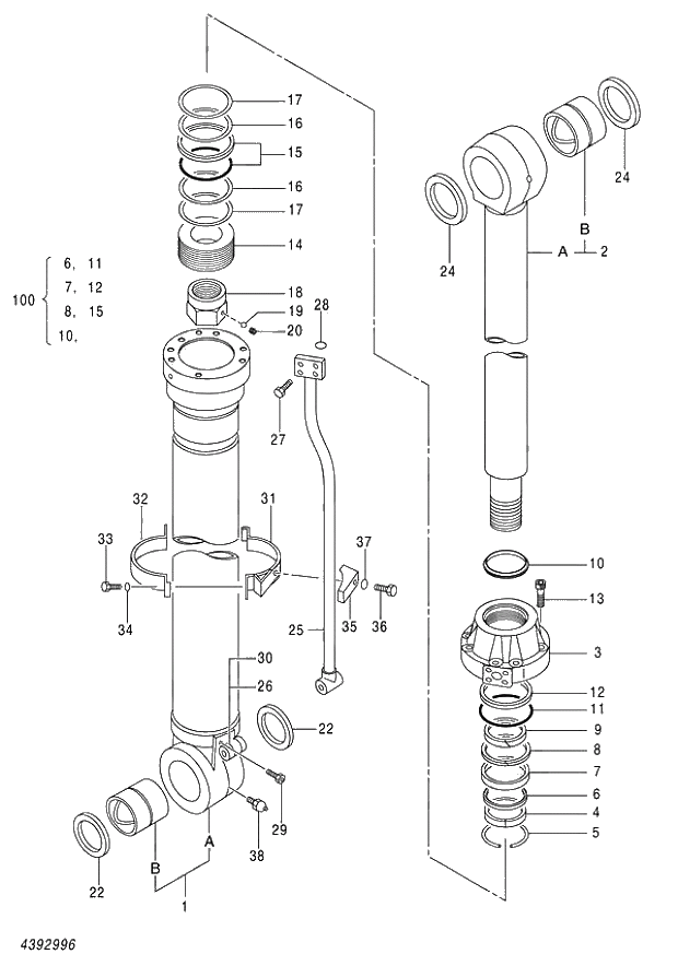 Схема запчастей Hitachi ZX870LCR-3 - 074 CYL. (C-W LIFTING) (020001-). 05 CYLINDER