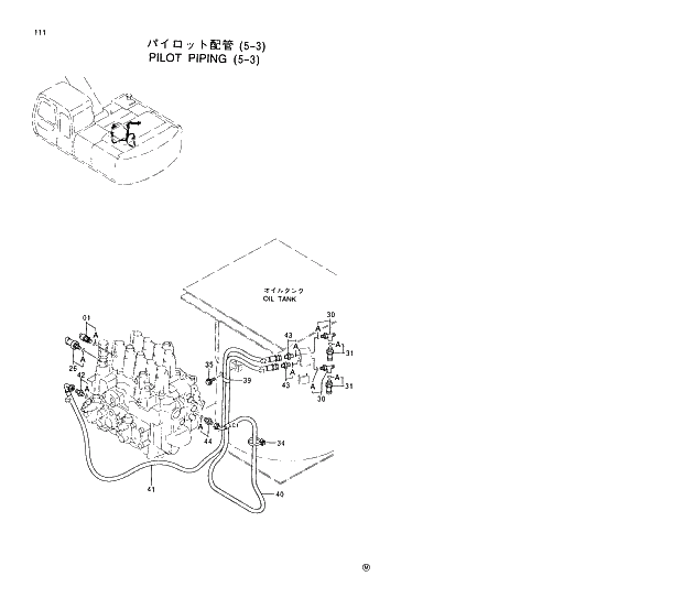 Схема запчастей Hitachi EX230H-5 - 111 PILOT PIPINGS (5-3) 01 UPPERSTRUCTURE