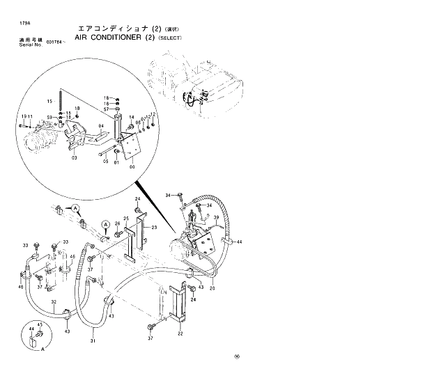 Схема запчастей Hitachi EX220-5 - 179 AIR CONDITIONER (2) SELECT 01 UPPERSTRUCTURE