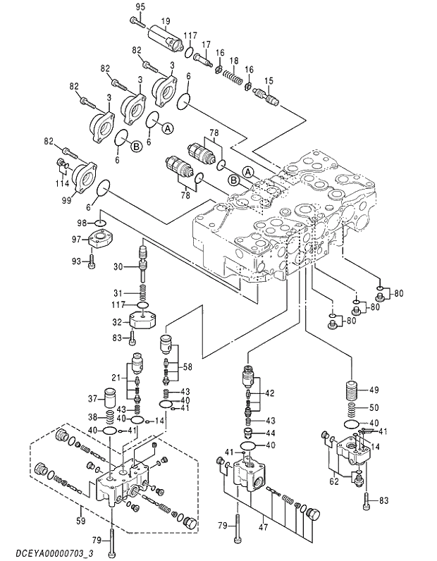 Схема запчастей Hitachi ZX210LCK-5G - 003 VALVE;CONTROL (3-5) 03 VALVE