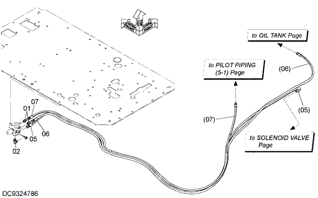 Схема запчастей Hitachi ZX210LCK-5G - 012 PILOT PIPING (10) 06 HYDRAULIC PIPING (PILOT)
