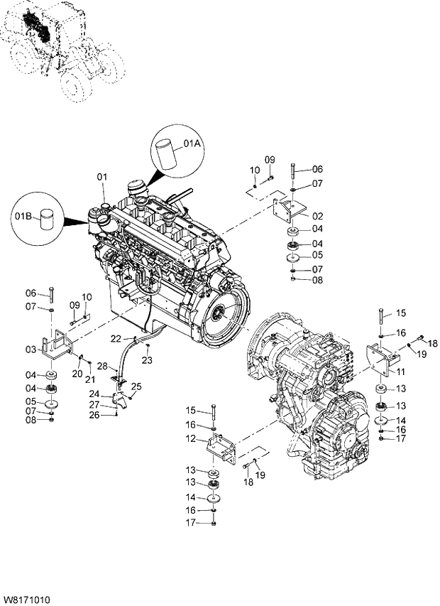 Схема запчастей Hitachi ZW310A - 001 ENGINE. 01 ENGINE