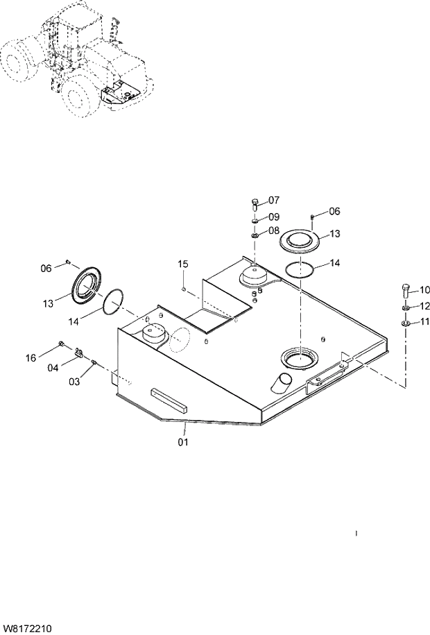 Схема запчастей Hitachi ZW310 - 014 FUEL TANK(1). 01 ENGINE