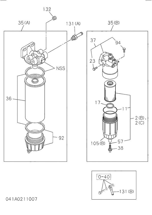 Схема запчастей Hitachi ZW220 - 041_FUEL FILTER AND BRACKET. 041_FUEL FILTER AND BRACKET.