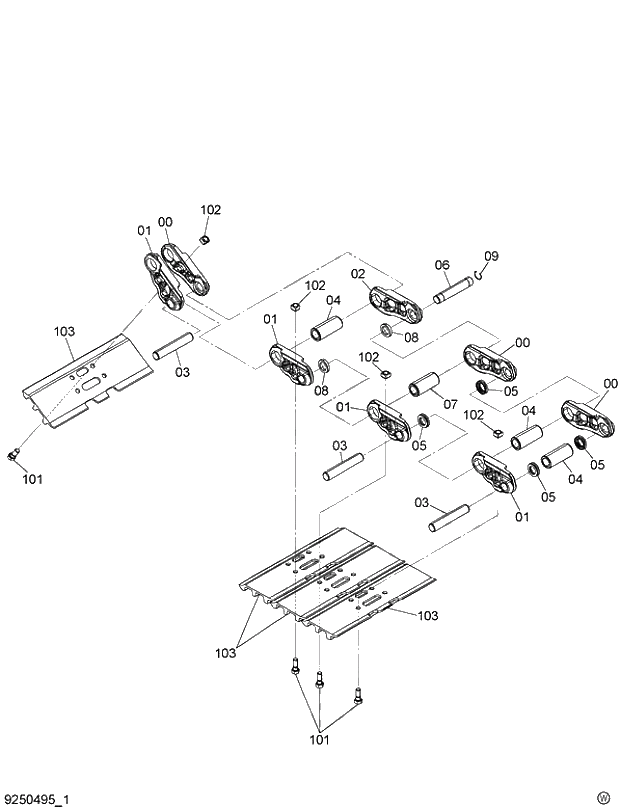 Схема запчастей Hitachi ZX250LCK-3G - 018 TRACK-LINK 02 UNDERCARRIAGE