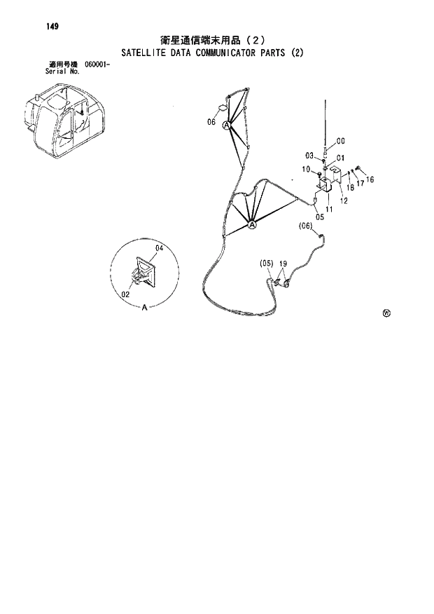 Схема запчастей Hitachi ZX80SB - 149 SATELLITE DATA COMMUNICATOR PARTS (2) 01 UPPERSTRUCTURE