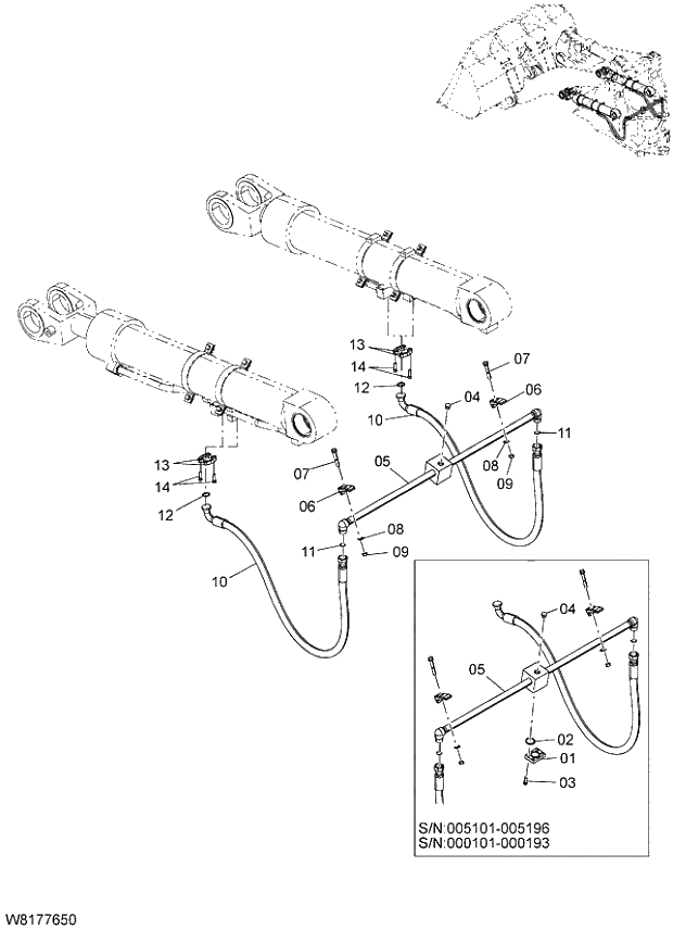 Схема запчастей Hitachi ZW310A - 009 MAIN PIPING(5). 06 HYDRAULIC SYSTEM