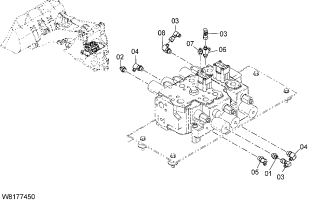Схема запчастей Hitachi ZW310 - 017 PILOT PIPING(5). 06 HYDRAULIC SYSTEM