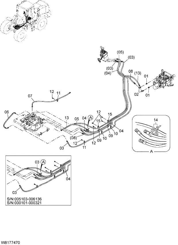Схема запчастей Hitachi ZW310 - 019 PILOT PIPING(7). 06 HYDRAULIC SYSTEM