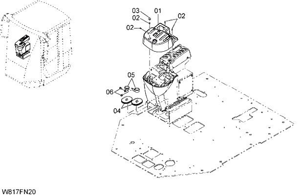 Схема запчастей Hitachi ZW310 - 033 PILOT VALVE COVER(2 FINGER LEVER)(3-SPOOL)(FN3). 06 HYDRAULIC SYSTEM