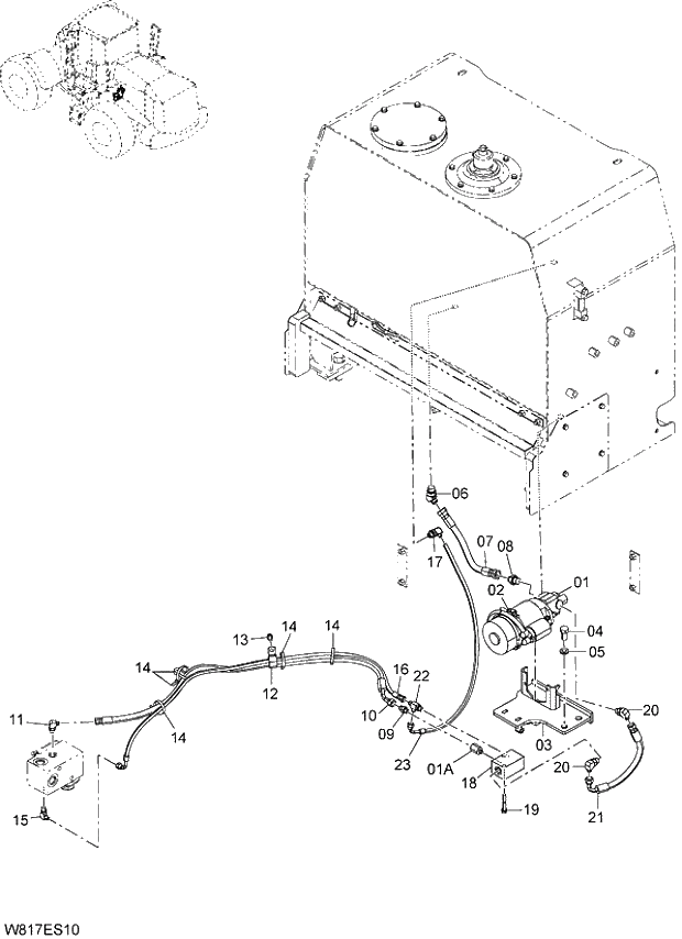 Схема запчастей Hitachi ZW310A - 047 EMERGENCY STEERING(1-1)(ES). 06 HYDRAULIC SYSTEM