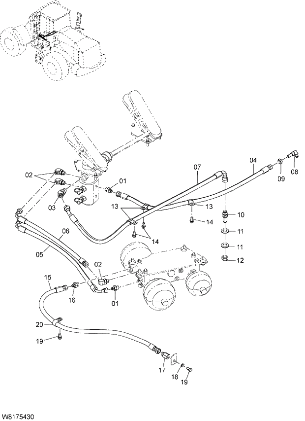 Схема запчастей Hitachi ZW310 - 054 BRAKE PIPING(3). 06 HYDRAULIC SYSTEM
