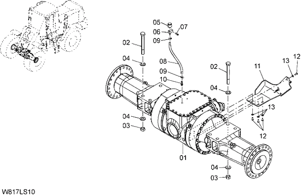 Схема запчастей Hitachi ZW310 - 006 FRONT AXLE(LSD). 02 POWER TRAIN