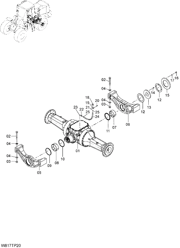 Схема запчастей Hitachi ZW310 - 007 REAR AXLE(TPD). 02 POWER TRAIN