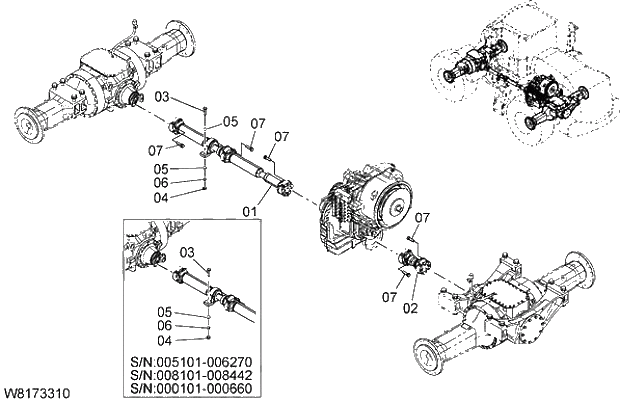 Схема запчастей Hitachi ZW310 - 009 PROPELLER SHAFT. 02 POWER TRAIN