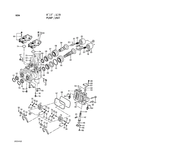 Схема запчастей Hitachi EX130H-5 - 003 PUMP;UNIT 01 PUMP