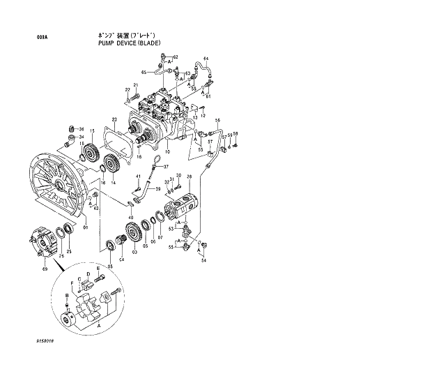 Схема запчастей Hitachi EX130H-5 - 009 PUMP DEVICE (BLADE) 01 PUMP
