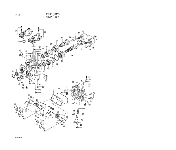 Схема запчастей Hitachi EX120-5 - 011 PUMP;UNIT 01 PUMP