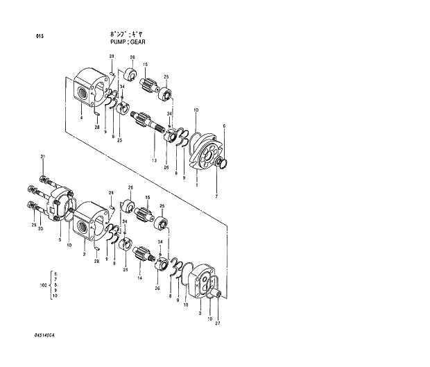 Схема запчастей Hitachi EX120-5 - 015 PUMP;GEAR 01 PUMP