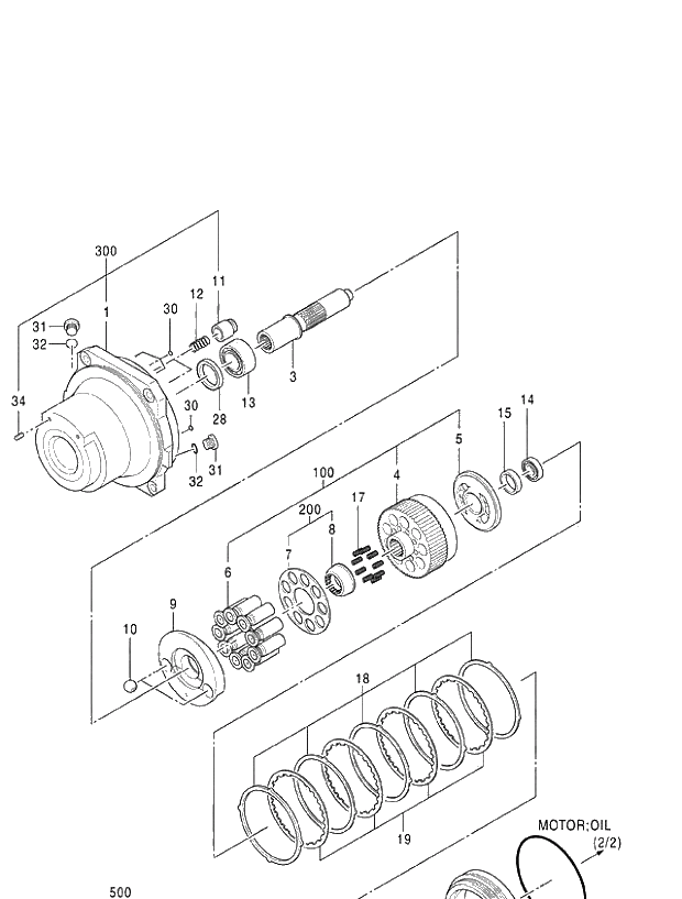 Схема запчастей Hitachi ZX470R-3 - 001 MOTOR;OIL (1_2) (020001-). 02 MOTOR