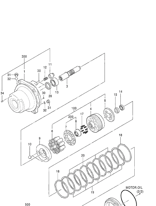 Схема запчастей Hitachi ZX470LCR-3 - 002 MOTOR;OIL (1_2) (020001-)_01. 02 MOTOR