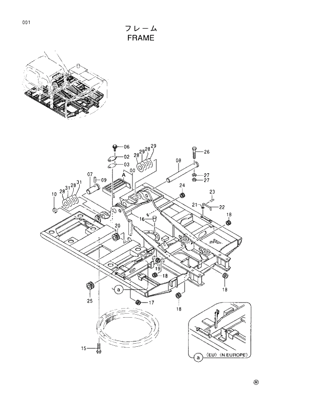 Схема запчастей Hitachi EX100-5E - 001 FRAME UPPERSTRUCTURE
