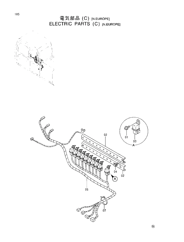 Схема запчастей Hitachi EX100-5E - 185 ELECTRIC PARTS (C)(N.EUROPE) UPPERSTRUCTURE