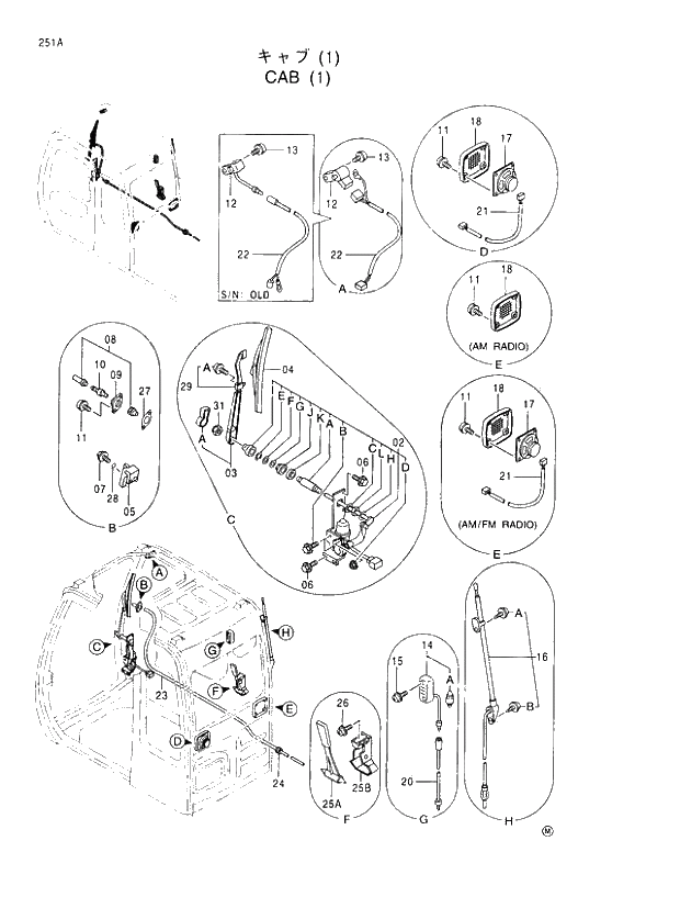 Схема запчастей Hitachi EX100-5E - 251 CAB (1) UPPERSTRUCTURE