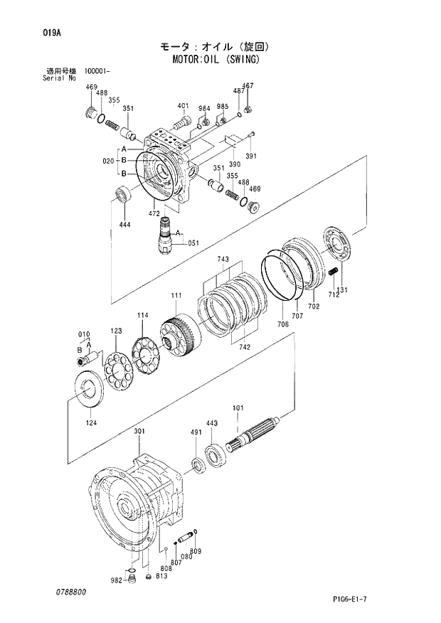 Схема запчастей Hitachi ZX210LCK - 019 MOTOR;OIL (SWING). 02 MOTOR
