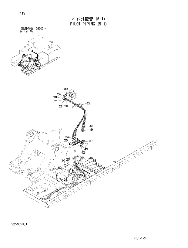 Схема запчастей Hitachi ZX470R-3 - 115_PILOT PIPING (5-1) (020001 -). 01 UPPERSTRUCTURE