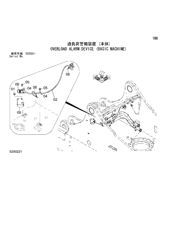 Схема запчастей Hitachi ZX470R-3 - 188_OVERLOAD ALARM DEVICE (BASIC MACHINE) (020001 -). 01 UPPERSTRUCTURE